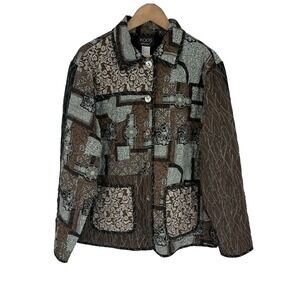 Koos of Course Womens Reversible Silk Cotton Jacket Large Patchwork Art to‎ Wear